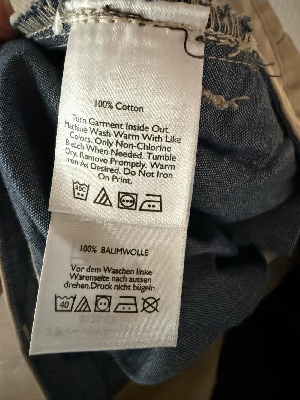 Eddie Bauer Legendwash Cotton Tan Khaki Pants with Blue Waistband Detail - Picture 8 of 8